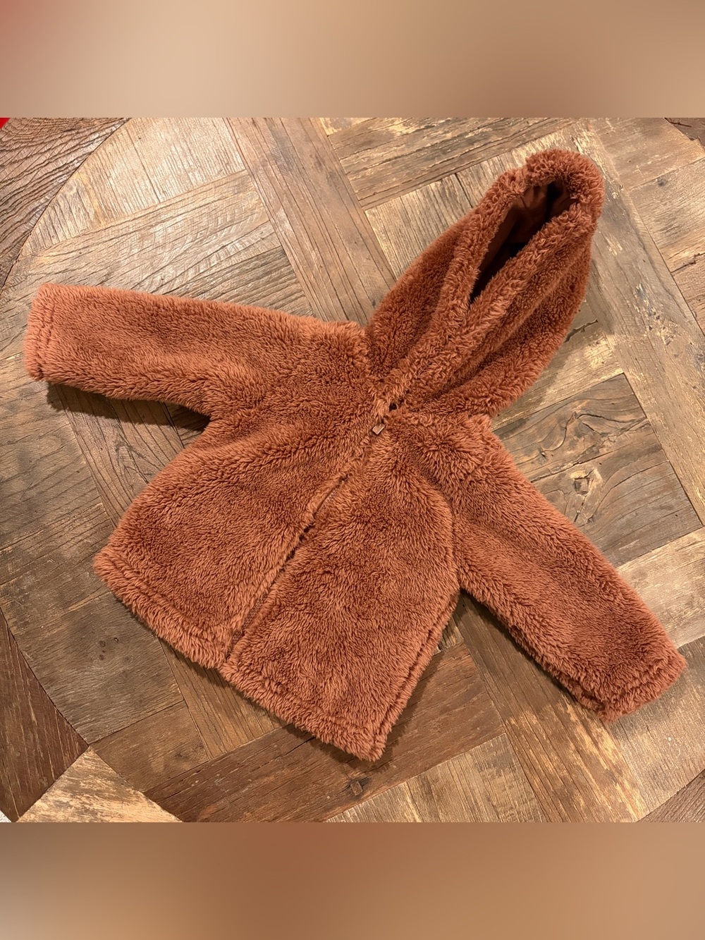 Carter's Cozy Plush Teddy Fleece Hooded Jacket Rust Brown Baby 3-6M
